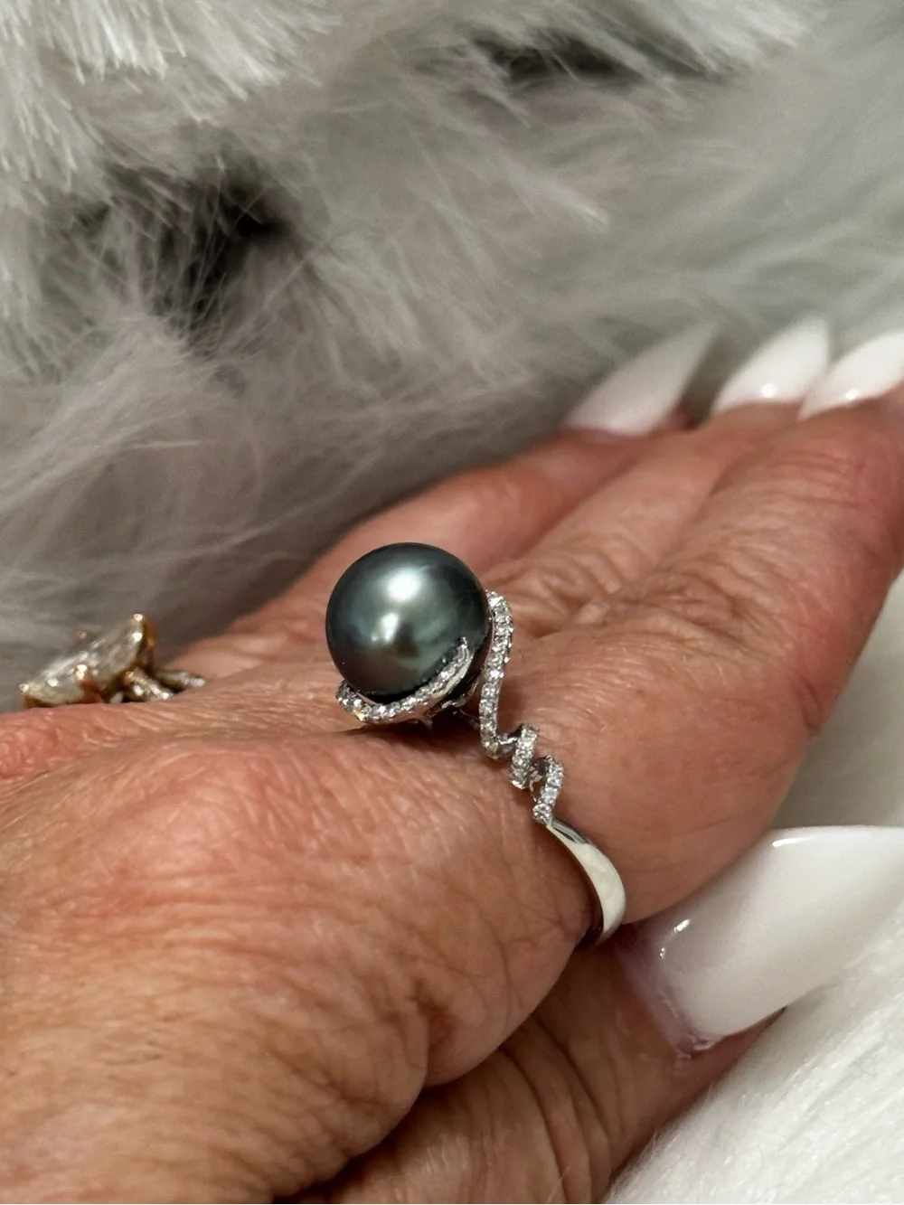 EFFY 14K White Gold Tahitian Pearl Diamond Ring